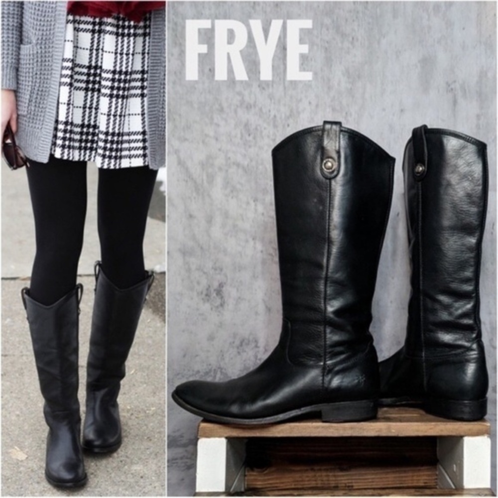 FRYE - Melissa Button Black Leather Boot
